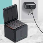 RUIGPRO Caja de cargador de carcasa de baterías triples USB con luz indicadora LED para DJI OSMO Action 1