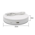 Soporte de mesa giratoria de exhibición eléctrico rotatorio de 22cm, accesorios de grabación de vídeo en vivo, plataforma de exhibición de joyería y zapatos, enchufe de EE. UU., 22cm(White) - Imagen 2