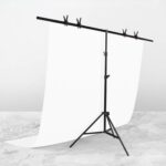 200x200cm T-Shape Photo Studio Fondo Soporte Soporte Telón de fondo Kit de soporte de barra transversal con clips, Sin telón de fondo