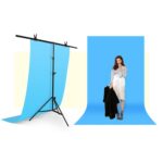 200x200cm T-Shape Photo Studio Fondo Soporte Soporte Telón de fondo Kit de soporte de barra transversal con clips, Sin telón de fondo - Imagen 2