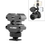 YELANGU YLG0601A A68 Adaptador de montaje en zapata fría de 3 cabezales Soporte de metal para luz de flash para micrófono, YELANGU A68 3-Head Cold Shoe