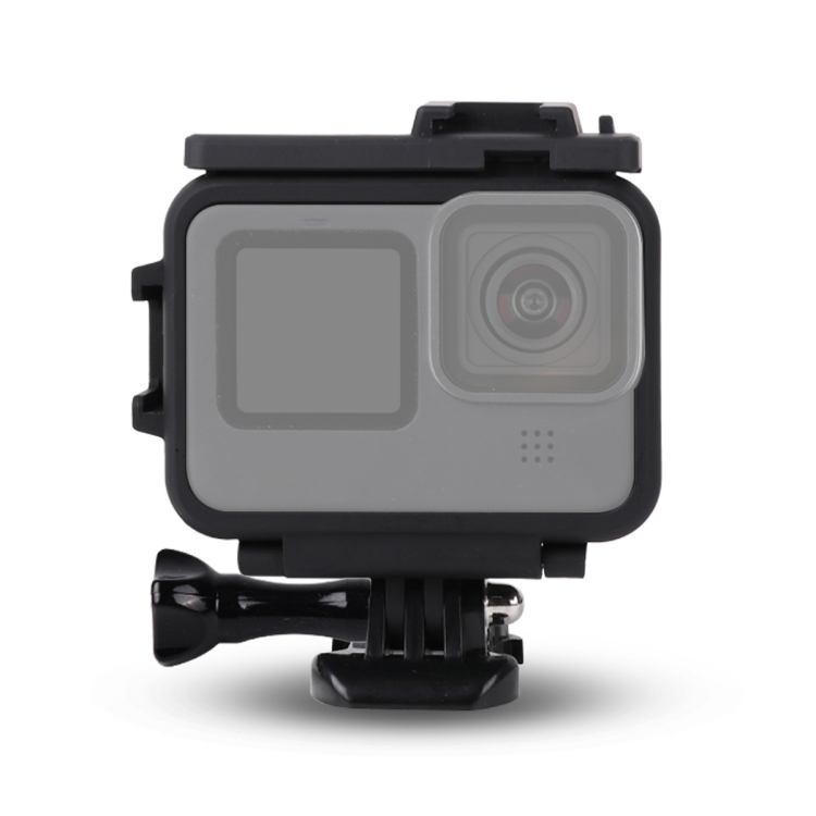 DCA1073B.jpg Para GoPro HERO10 Black / HERO9 Funda protectora de montaje en marco de plástico negro con hebilla de base y tornillo largo, Plastic Frame - Imagen 1