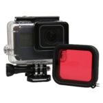 Para GoPro HERO5 30m PC impermeable y carcasa de ABS Estuche protector + Lente de cámara Filtro cuadrado rojo con hebilla Montaje básico y tornillo largo y correa de mano antipérdida