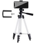 Trípode de transmisión en vivo Patas plegables de 4 secciones Soporte de trípode de aleación de aluminio con cabezal de trípode tridimensional en forma de U para DSLR y cámara digital, altura ajustable: 35-106 cm - Imagen 2