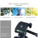 Trípode de transmisión en vivo Patas plegables de 4 secciones Soporte de trípode de aleación de aluminio con cabezal de trípode tridimensional en forma de U para DSLR y cámara digital, altura ajustable: 35-106 cm - Imagen 4