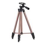 Soporte de trípode plegable de aleación de aluminio de 4 secciones de 130 cm con cabezal tridimensional, L-3130 Champagne Gold