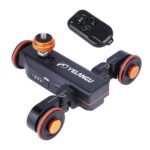 YELANGU L4X Rueda de cámara Dolly II Control deslizante de pista eléctrico Polea de video de 3 ruedas Carro rodante con control remoto para cámaras DSLR / DV domésticas, GoPro, teléfonos inteligentes, carga: 3 kg - Imagen 2