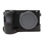 Base de media funda para cámara de cuero PU con rosca de 1/4 de pulgada para Sony ILCE-A6500 / A6500, For Sony ILCE-A6500 / A6500