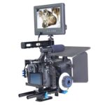 YELANGU YLG1105A Kit de estabilizador de jaula de cámara de video con mango con caja mate y enfoque de seguimiento para Panasonic Lumix DMC-GH4 y G7 / Sony A7 y A7S y A7R y A7RII y A7SII - Imagen 2