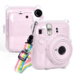 Para FUJIFILM Instax mini 12 Estuche rígido de cristal para cámara con correa para el hombro, For FUJIFILM Instax mini 12