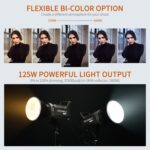 FEELWORLD FL125B Luz de vídeo de fuente puntual bicolor de 125 W, control de aplicación Bluetooth, FL125B - Imagen 4