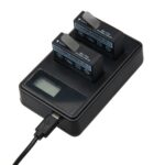 Pantalla LCD Cargador de baterías DUAL con cable USB para la cámara deportiva Xiaoyi 4K, muestra la capacidad de carga (XM47)
