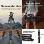 BEXIN TA255-BS30 Portable Collapsible Aluminum Alloy Camera Tripod with Head, TA255-BS30 - Imagen 2