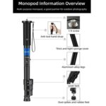 BEXIN P294B Portable Travel Outdoor DSLR Camera Aluminum Alloy Monopod Holder, P294B - Imagen 4