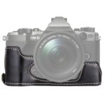 Base de media caja para cámara de cuero PU con rosca de 1/4 de pulgada para Olympus EM5 / EM5 Mark II, For Olympus EM5