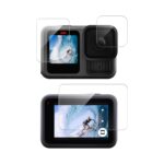 Película de vidrio templado 9H para lente negra y pantalla frontal y trasera de GoPro HERO13