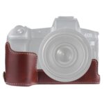 Base de media caja para cámara de cuero PU con rosca de 1/4 de pulgada para Canon EOS R, For Canon R