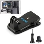 RUIGPRO - Mochila con rotación de 360 ​​grados y soporte de abrazadera con clip y tornillo para GoPro, Insta360, DJI y otras cámaras de acción (negro)
