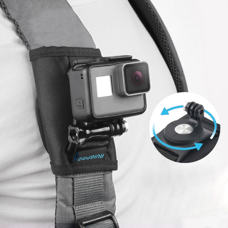 DOP0066B.jpg RUIGPRO Mochila con cierre de gancho y bucle Rec-Mounts Clip Clamp Mount con tornillo para GoPro HERO9 Black / HERO8 Black /7/6/5/5 Session /4 Session /4/3+ /3/2/1, DJI Osmo Action, Xiaoyiy otras cámaras de acción, Hook and Loop Fastener Clip - Imagen 1