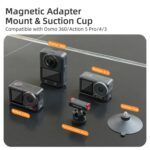 Adaptador de rótula magnética de liberación rápida Sunnylife con soporte giratorio de 360° y ventosa para DJI Osmo 360 / Action 5 Pro / 4 / 3, For DJI Osmo 360 / Action 5 Pro / 4 / 3 - Imagen 4
