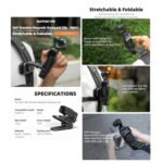 For DJI Osmo Pocket 3 Sunnylife Stretchable Backpack Clip Rotatable Magnetic Mount Action Camera Holder Vlog Mount, For DJI Osmo Pocket 3 - Imagen 3