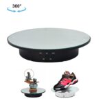 Tocadiscos giratorio eléctrico USB de 20 cm, soporte de exhibición, accesorios de grabación de vídeo, plato giratorio para fotografía, carga: 8 kg, 20cm(Black Mirror)