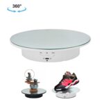 Tocadiscos giratorio eléctrico USB de 20 cm, soporte de exhibición, accesorios de grabación de vídeo, plato giratorio para fotografía, carga: 8 kg, 20cm (White Mirror)
