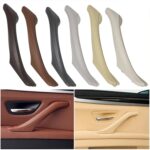 Conjunto de manija de puerta interior del lado derecho de cuero de coche 51417225854 para BMW 5 Series F10 / F18 2011-2017, Right Side (Grey) - Imagen 2