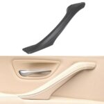 Conjunto de manija de puerta interior del lado izquierdo de cuero del coche 51417225854 para BMW 5 Series F10 / F18 2011-2017, Left Side (Black)