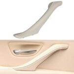 Conjunto de manija de puerta interior del lado izquierdo de cuero del coche 51417225854 para BMW 5 Series F10 / F18 2011-2017, Left Side (Creamy-white)