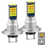DC9-36V 30W 3000LM IP65 Coche LED Luz antiniebla de doble color con lámpara 30LEDs SMD-2525, 2 PCS V6 H7