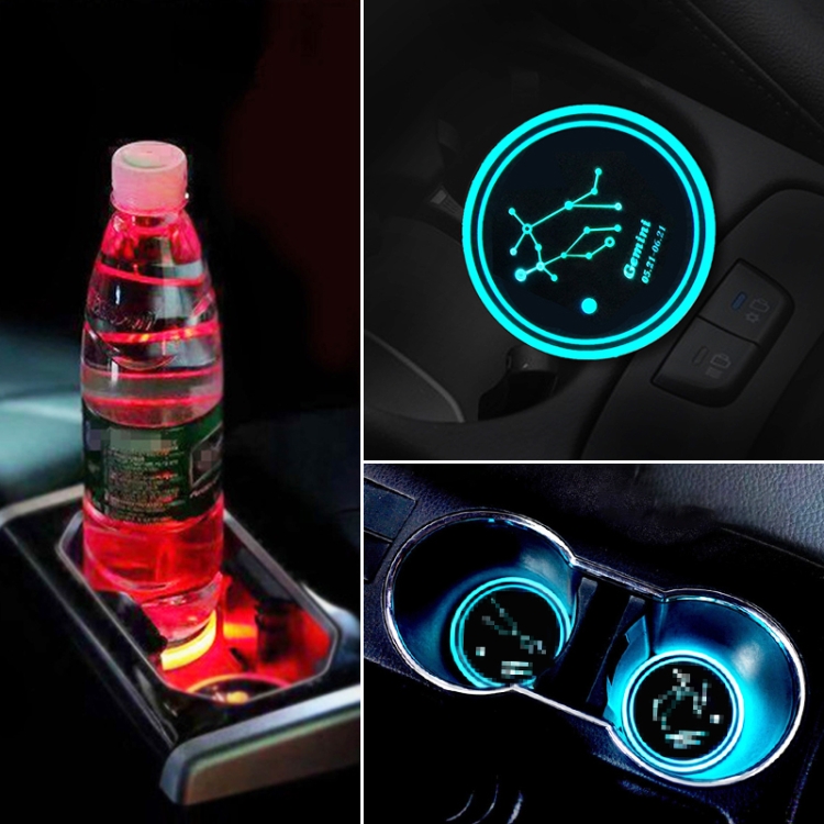 EDA00245601J.jpg Car Constellation Series Acrílico Colorido Cargador USB Water Cup Groove LED Atmósfera Luz, Gemini - Imagen 1