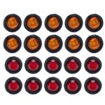 20 en 1 rojo + ámbar luz camión remolque LED redondo marcador lateral lámpara, A5014