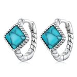S925 Sterling Silver Square Turquesa Turquesa Hebilla Pendientes de mujeres