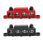 Bloque de terminales de distribución de energía de alta corriente para barcos RV con cubierta, 1 Pair Black & Red M10 Stud