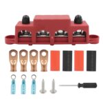 Bloque de terminales de distribución de energía de alta corriente para barcos RV con accesorios, Red M8 Stud with Accessories