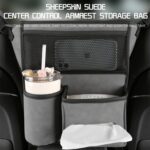 2 PCS Car Center Console Hanging Bag Bolsa de almacenamiento de cuero de piel de oveja - Imagen 5