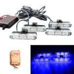 4 en 1 Coche 12LED Parrilla Flash Luces Luces de advertencia con control remoto inalámbrico, Blue