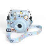 Estuche para cámara de acrílico duro de cristal con correa para el hombro, For FUJIFILM instax mini 12(DIY Blue Cat)
