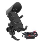 WUPP CS-1848B1 Soporte de navegación para teléfono de carga rápida inalámbrica para motocicleta de 15 W, Rearview Mirror Type