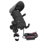 WUPP CS-1848B2 Soporte de navegación para teléfono de carga rápida inalámbrica para motocicleta de 15 W, Handlebars