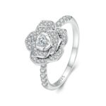 Anillo de plata de ley S925 chapado en oro blanco con circonita rosa, decoración de mano, BSR449-6, BSR449-7, BSR449-8