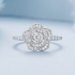 Anillo de plata de ley S925 chapado en oro blanco con circonita rosa, decoración de mano, BSR449-6, BSR449-7, BSR449-8 - Imagen 4