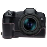 Base de media carcasa para cámara de cuero PU con rosca de 1/4 de pulgada, For Canon EOS R8