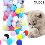 Pelota de peluche colorida para mascotas, juguete interactivo para gatos, 50pcs
