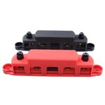 1 par RV Yacht M8 Single Row 4-way Power Distribution Block Busbar con cubierta con fusible 300A, CP-4125