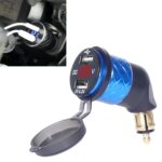 Enchufe alemán de la UE Cargador de codo de motocicleta especial Voltímetro USB dual 4.2A Cargador, Blue