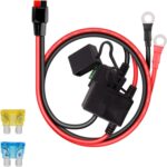 Portafusibles doble positivo/negativo estilo ATC, cable de 10 AWG con terminales de anillo y 4 conectores