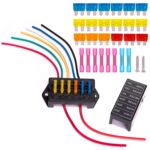 Caja de fusibles de 6 vías, 2 entradas y 6 salidas, soporte para panel de fusibles con fusible