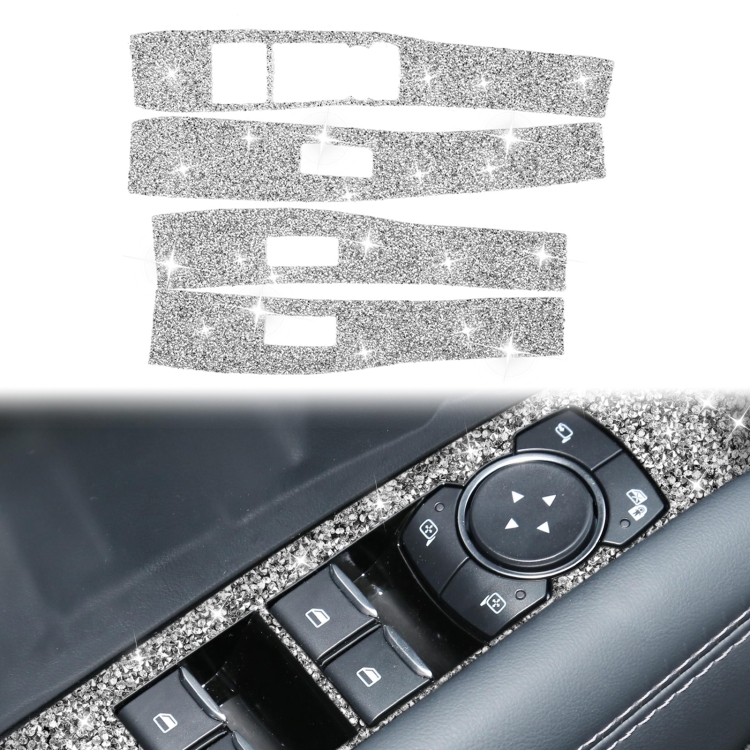 EDA0057699.jpg Para Ford Mustang Mach E 2021 4 en 1 Panel de elevación de ventana de coche pegatina decorativa de diamante, conducción izquierda - Imagen 1